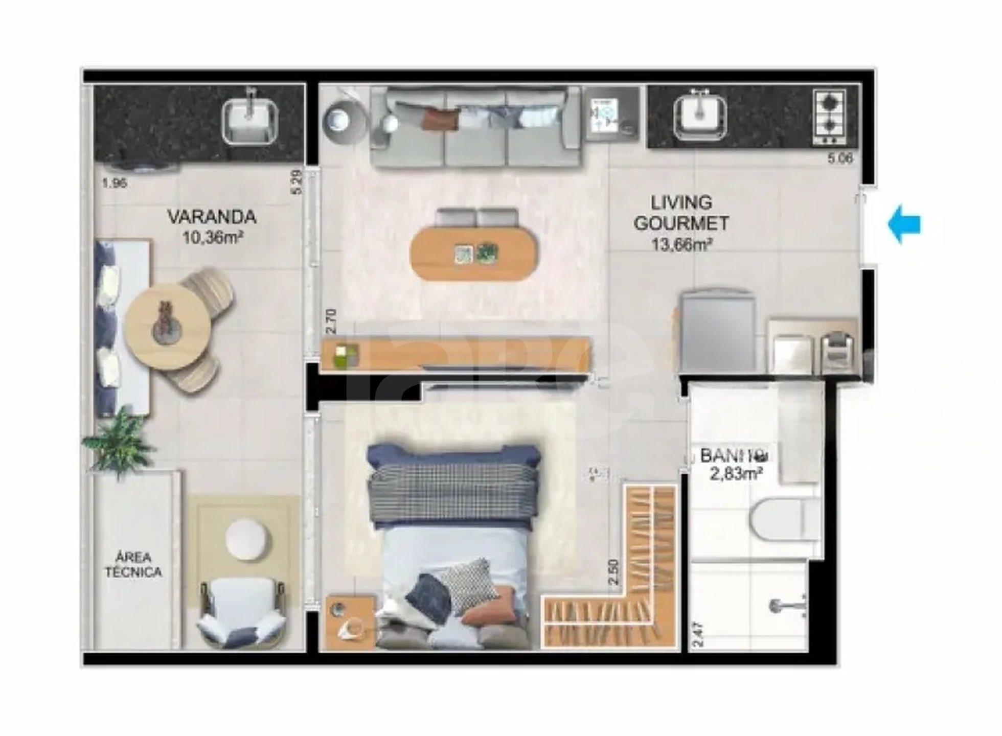 Planta — Apartamento 38,85 m²