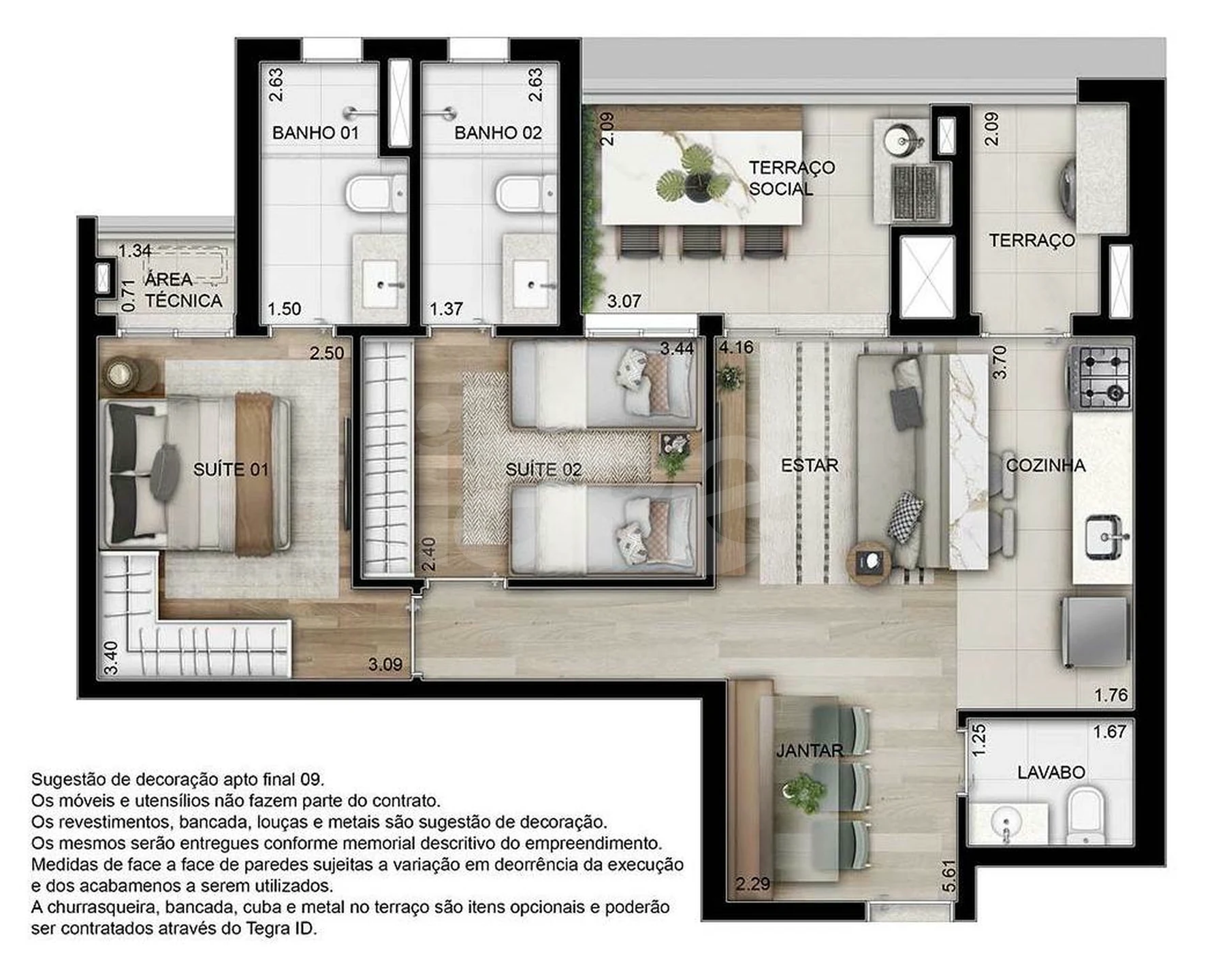 Planta — Apartamento 73,24 m²