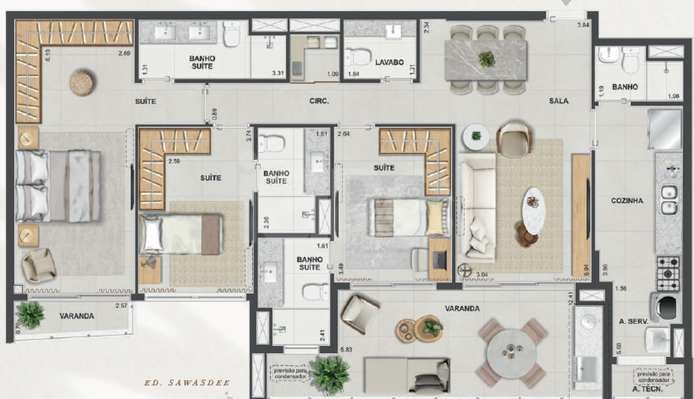 Planta — Apartamento 127,52 m²