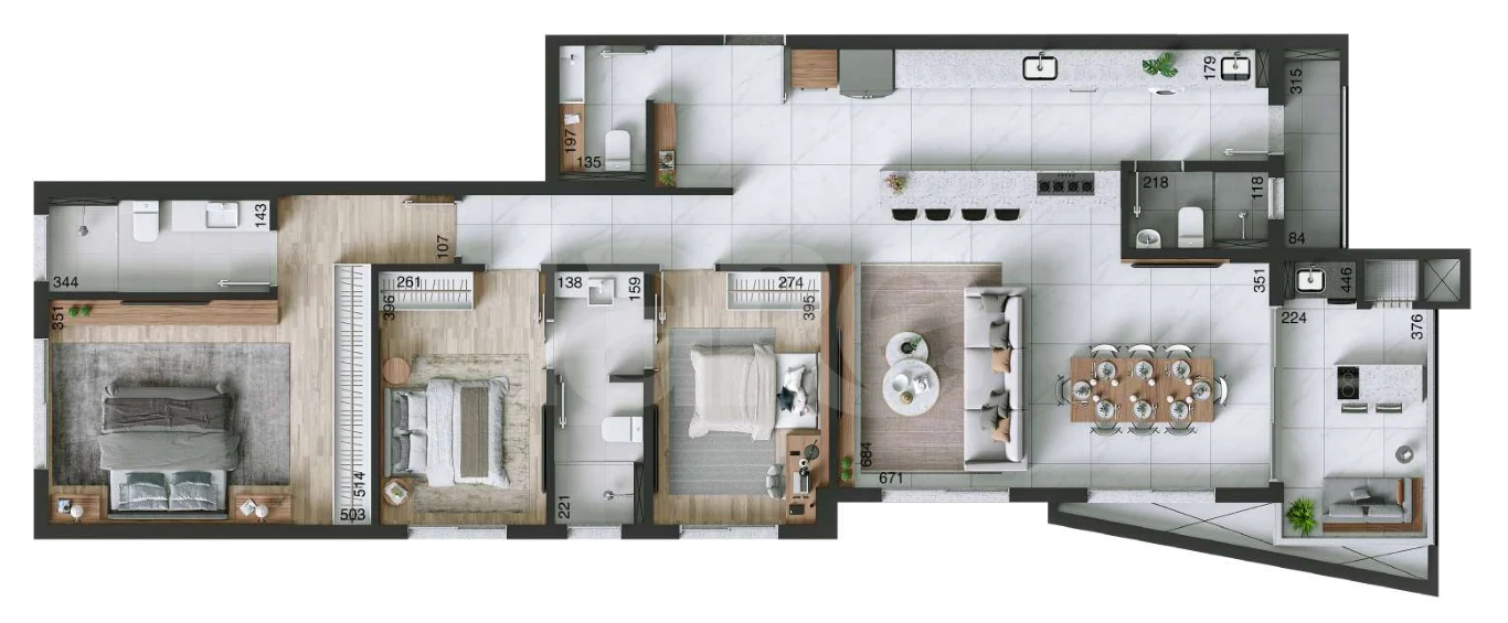 Planta — Apartamento 144,17 m²