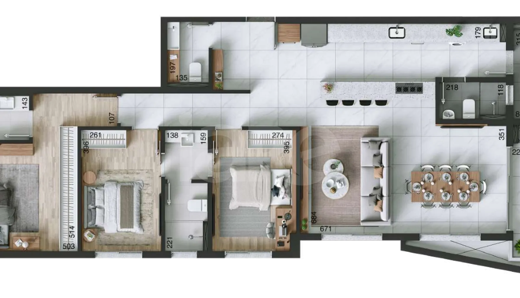 Planta — Apartamento 144,17 m²