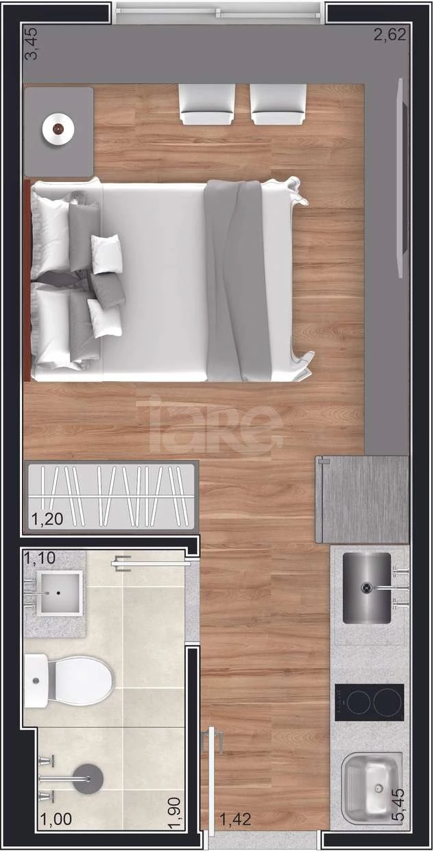 Planta — Studio 17,59 m²