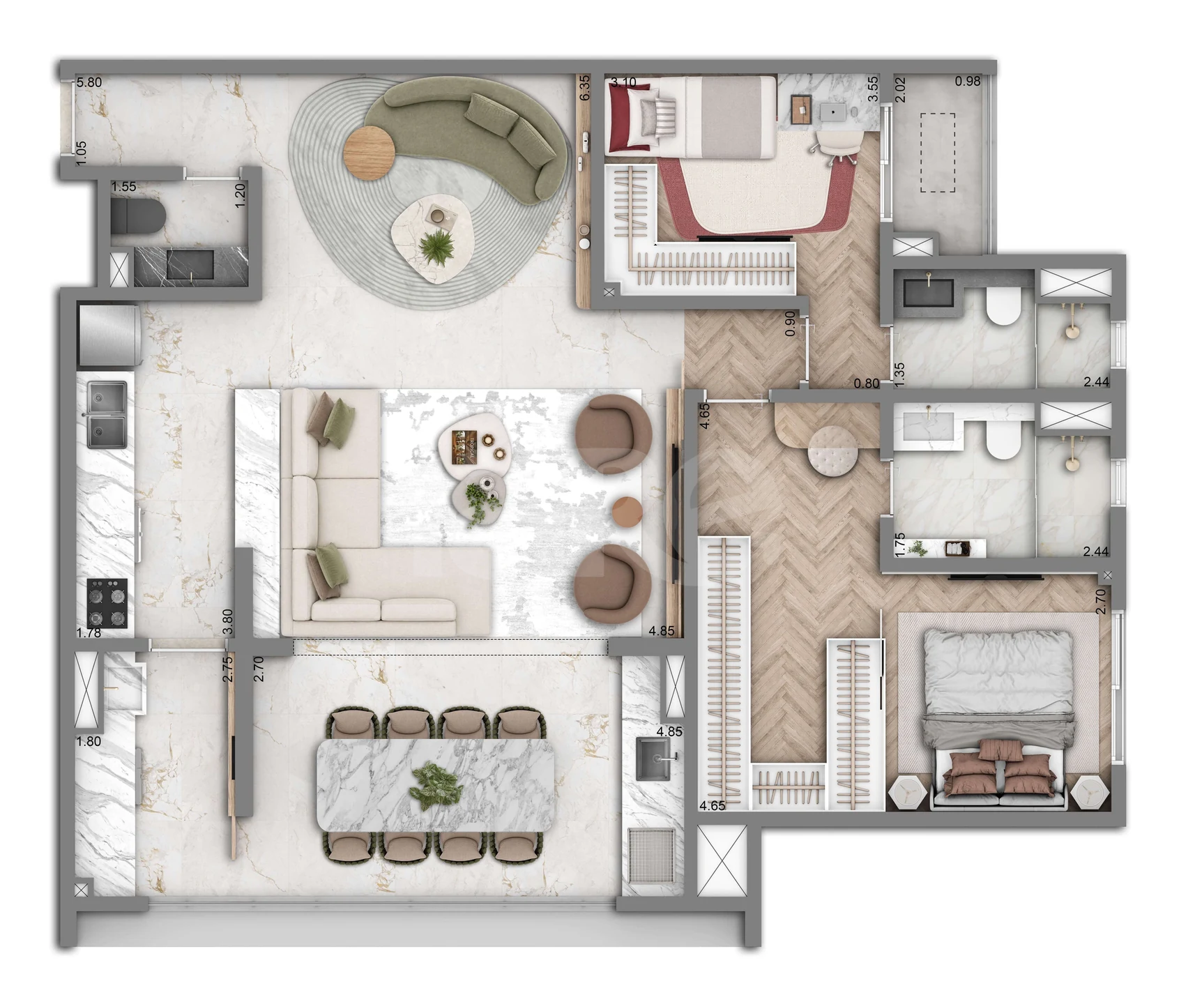 Planta — Apartamento 104 m²