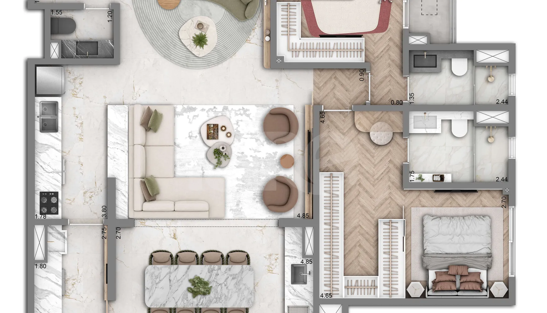 Planta — Apartamento 104 m²