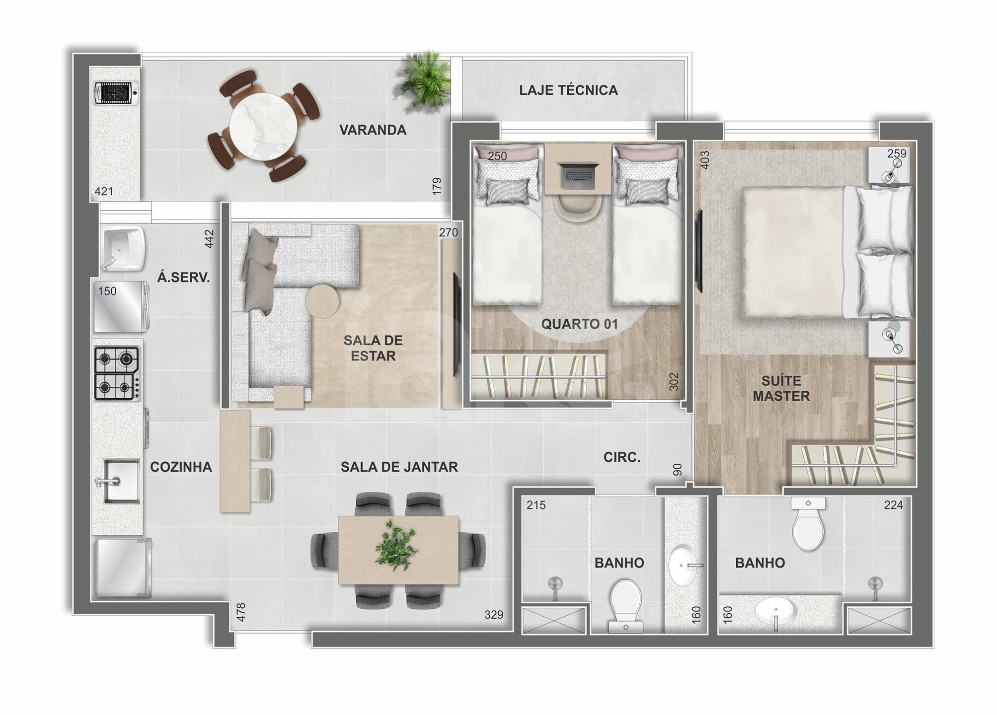 Planta — Apartamento 66,22 m²