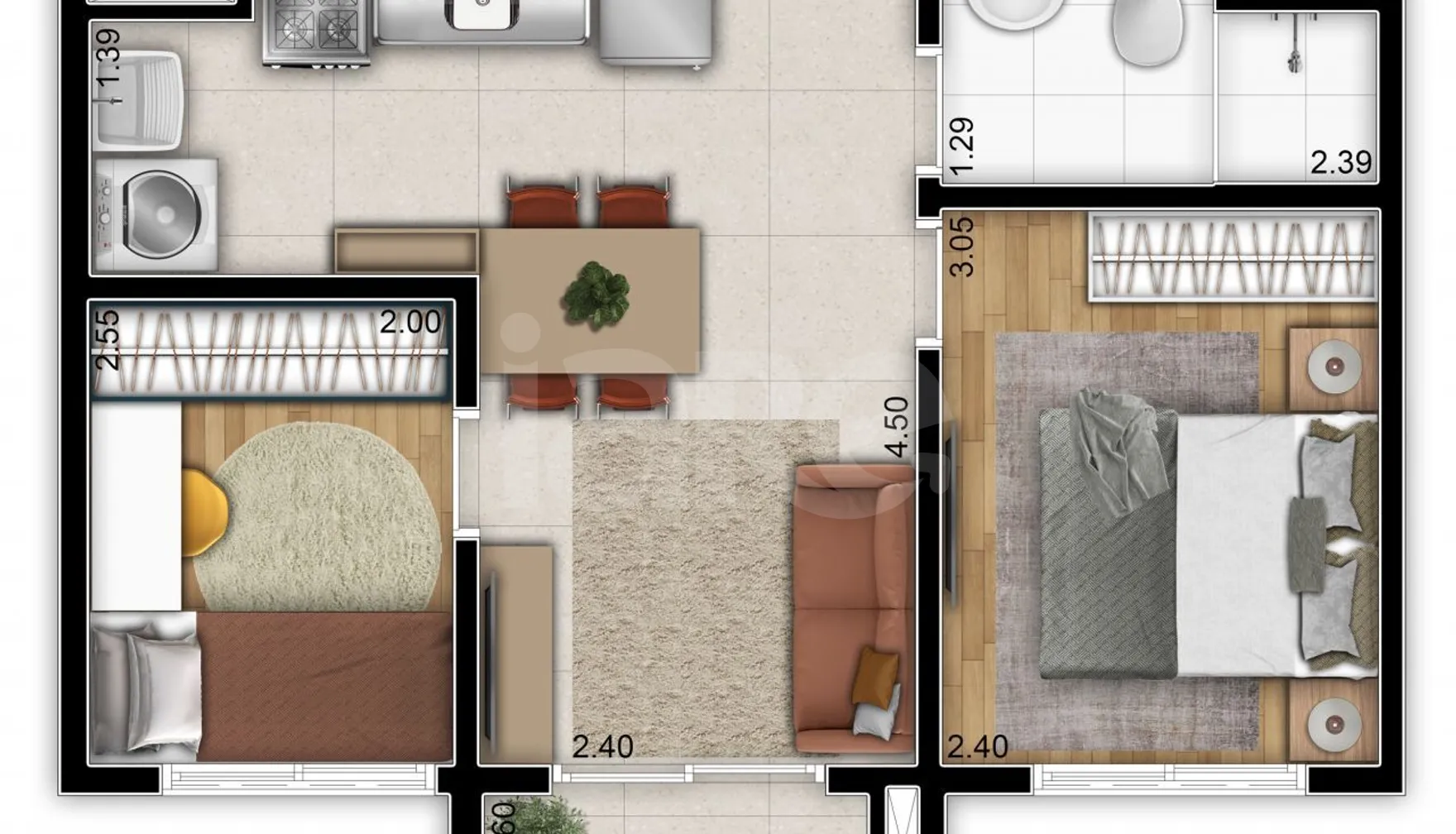 Planta — Apartamento 36,72 m²