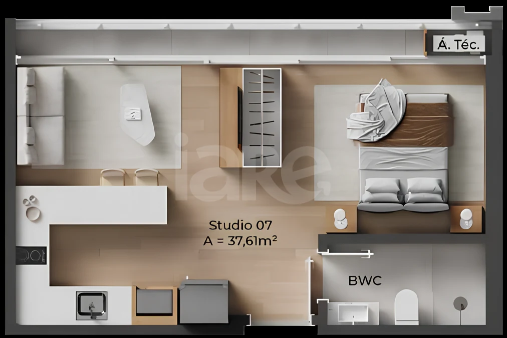 Planta — Studio 37,61 m²