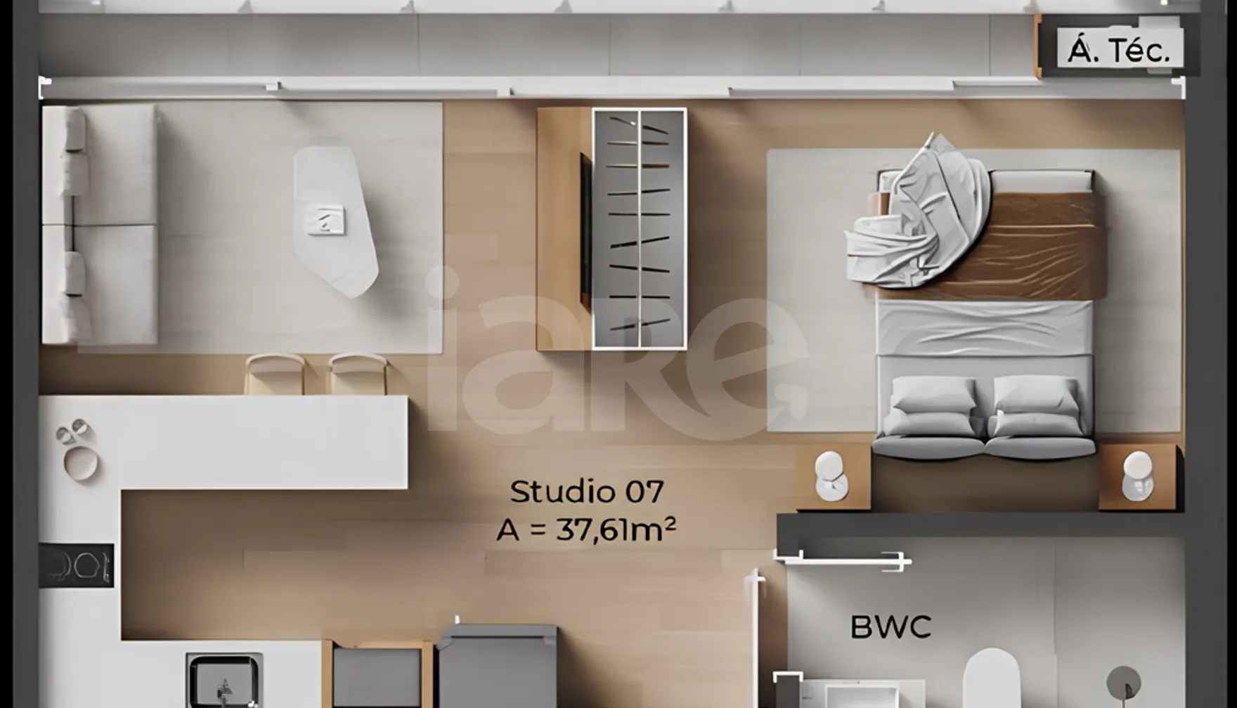 Planta — Studio 37,61 m²