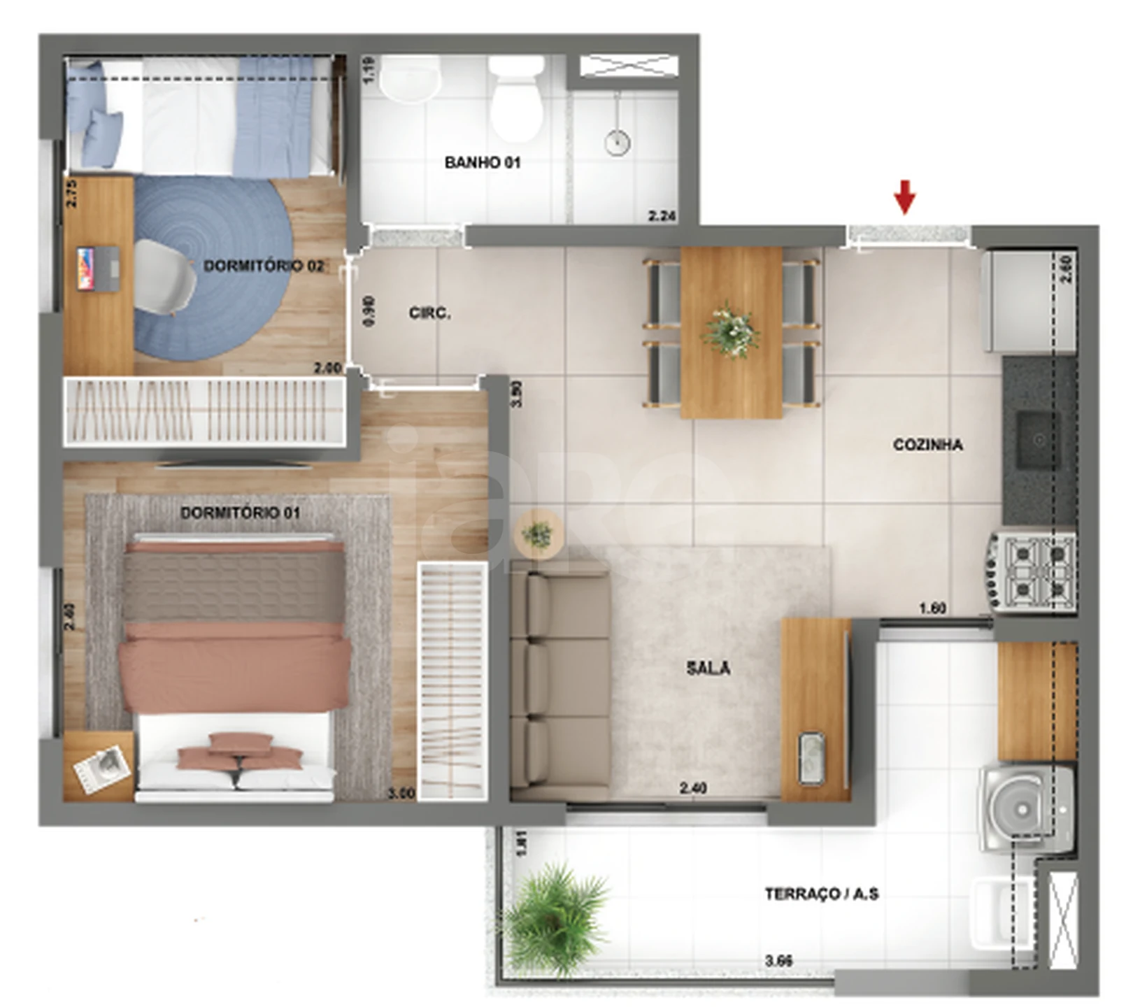Planta — Apartamento 42 m²