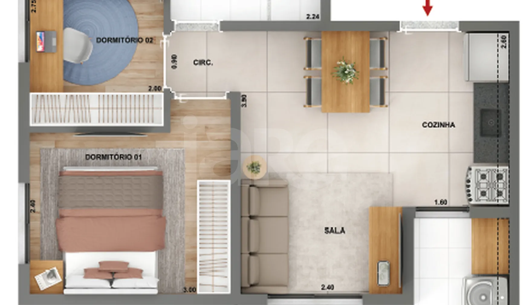Planta — Apartamento 42 m²