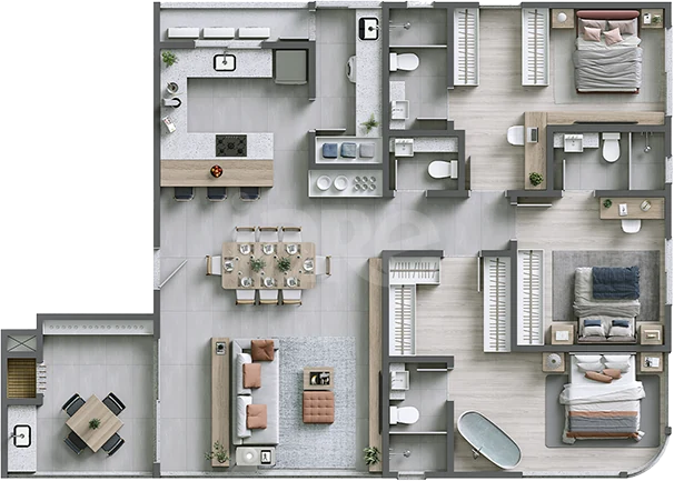 Planta — Apartamento 135,88 m²