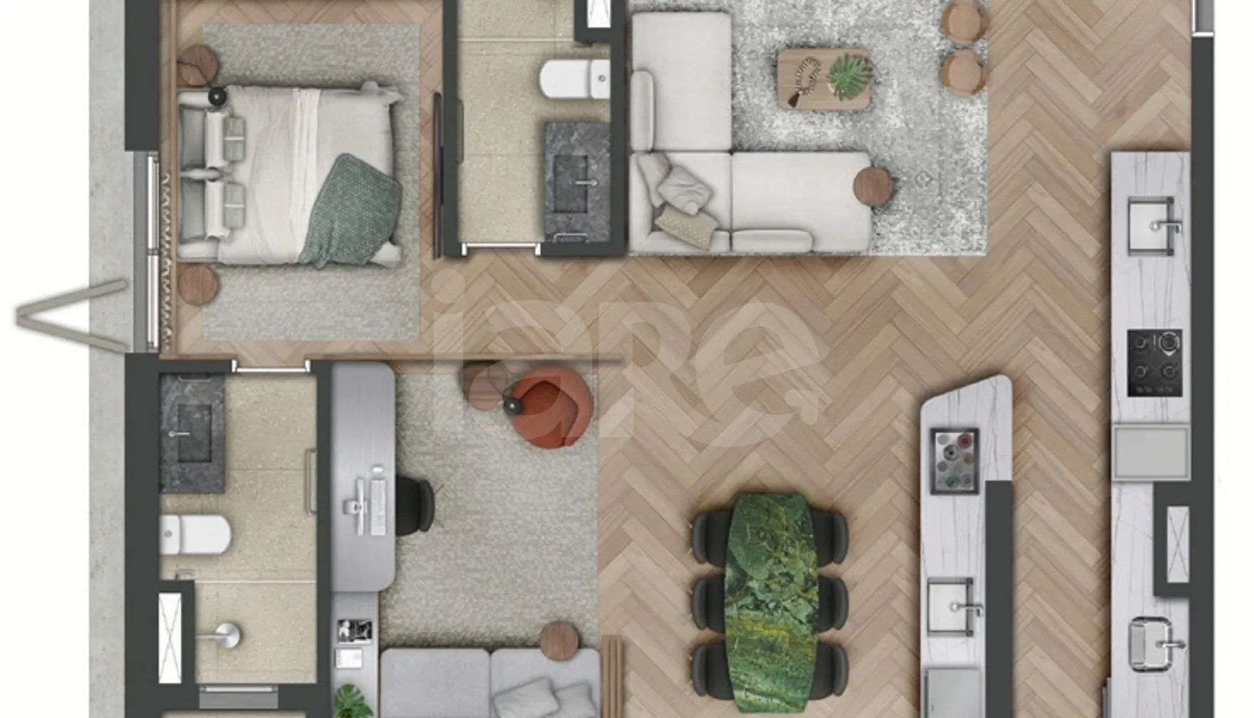 Planta — Apartamento 59 m²