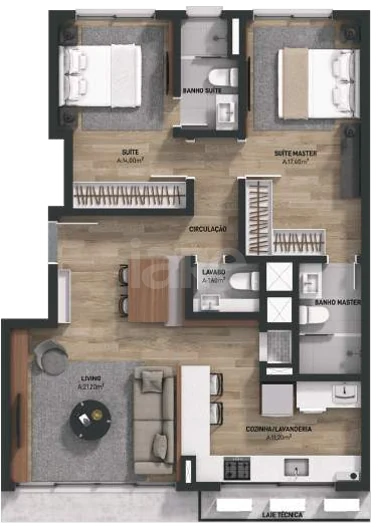 Planta — Apartamento 85,28 m²