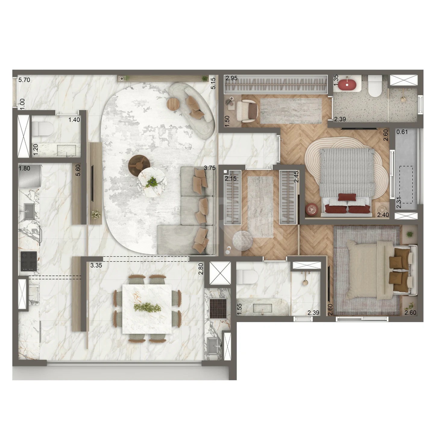 Planta — Garden 87,8 m²