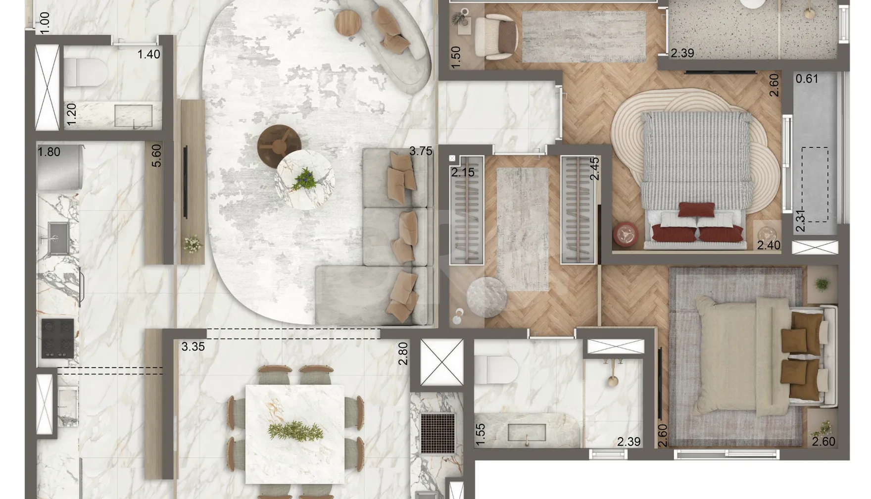 Planta — Garden 87,8 m²