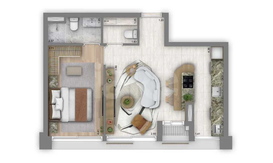Planta — Apartamento 54,41 m²