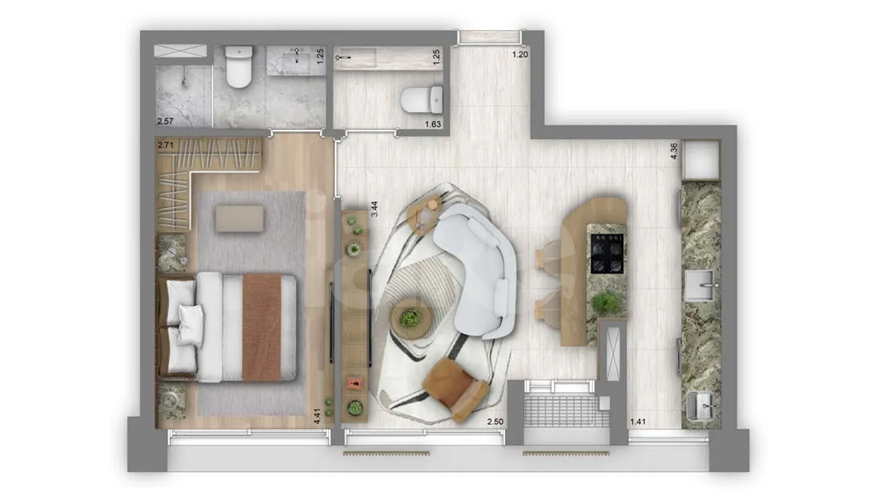 Planta — Apartamento 54,41 m²