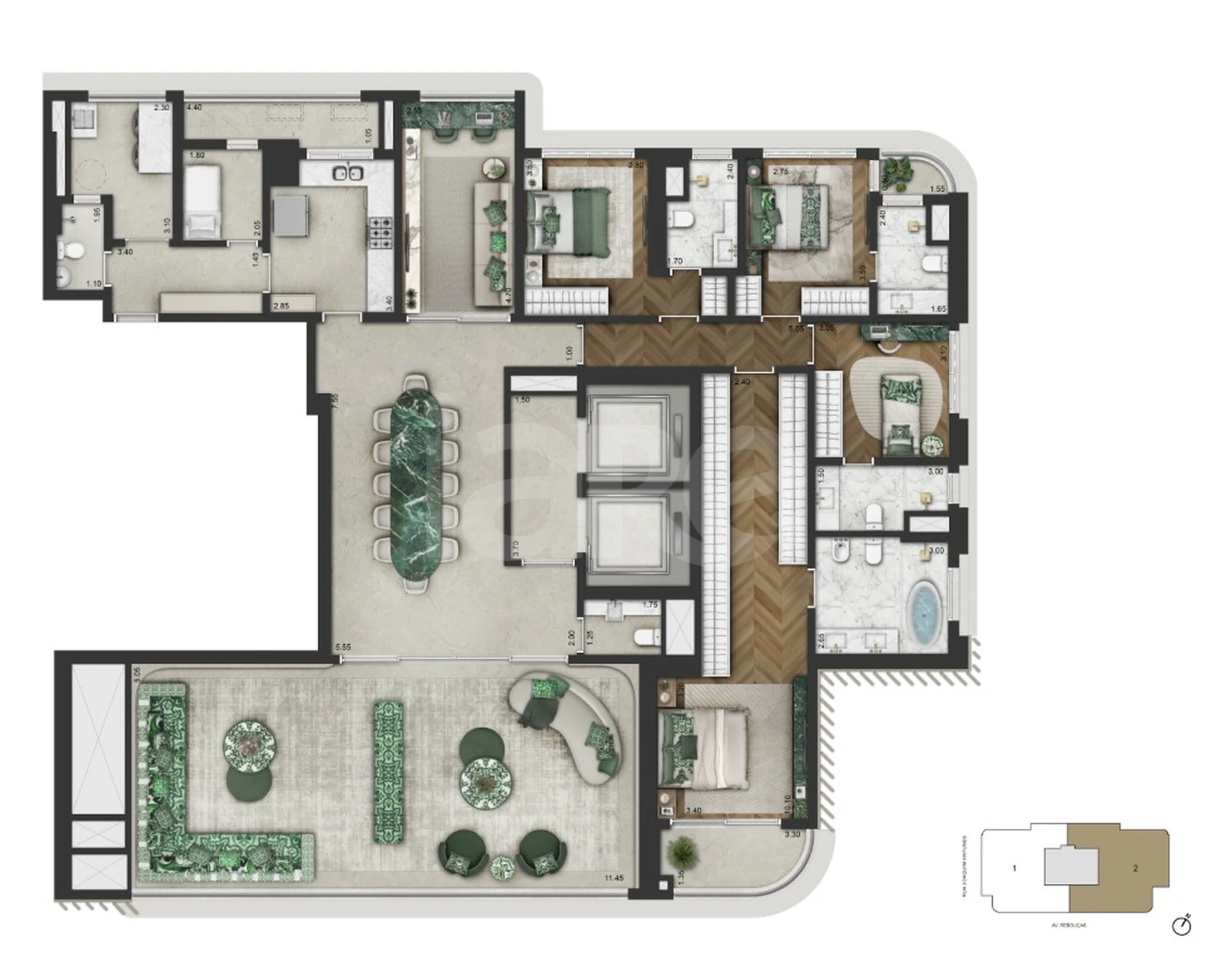 Planta — Apartamento 279,3 m²