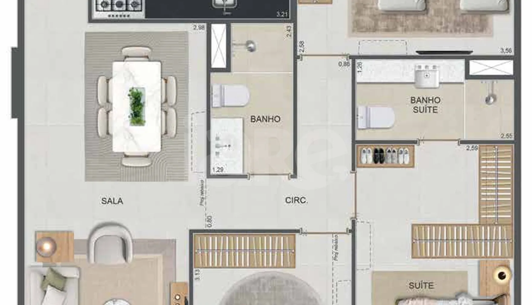 Planta — Apartamento 94,45 m²