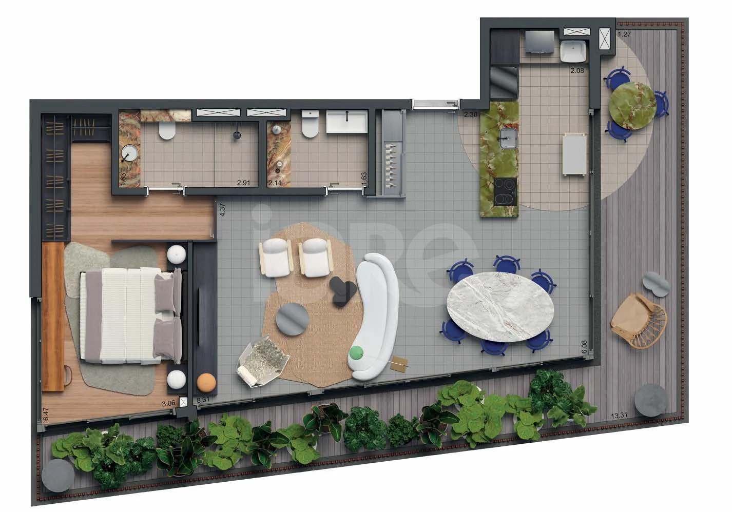 Planta — Apartamento 122,59 m²