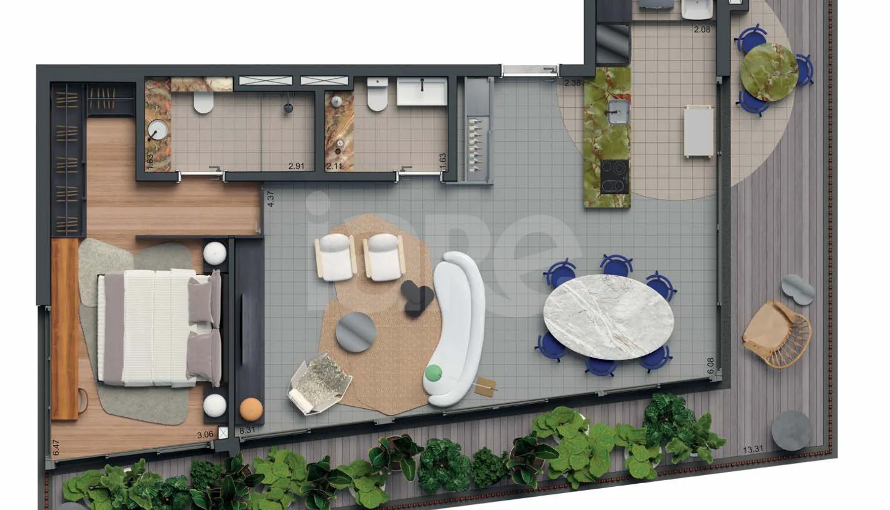 Planta — Apartamento 122,59 m²