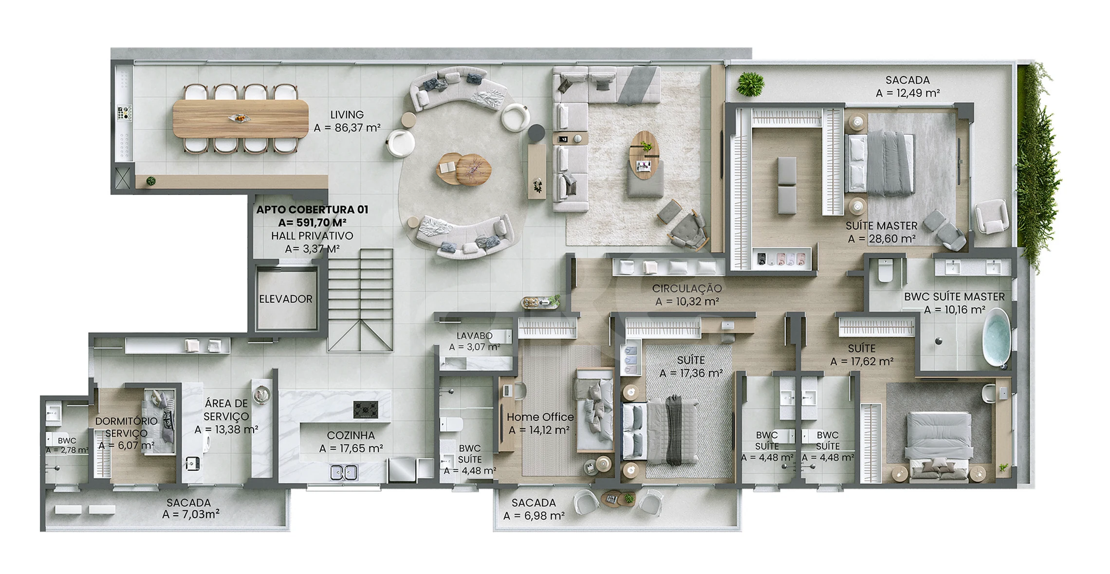 Planta — Cobertura Duplex 591,7 m²