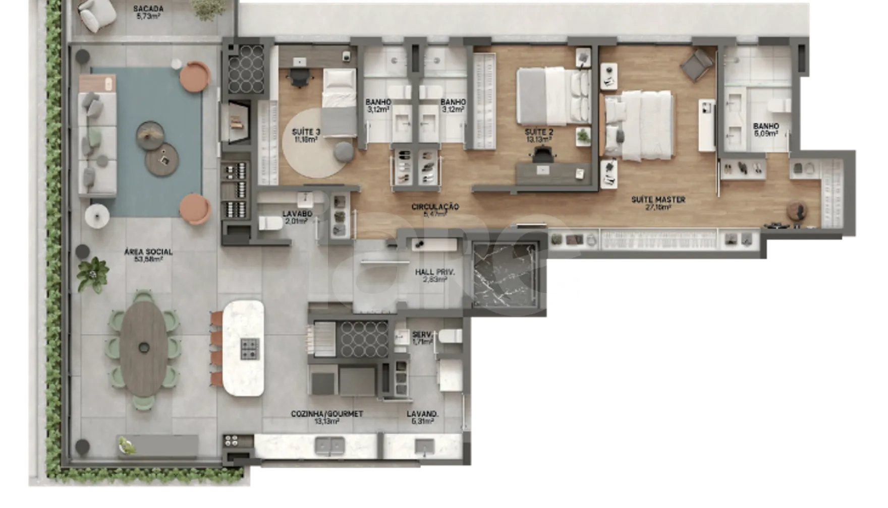 Planta — Apartamento 187,18 m²