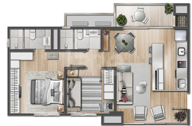 Planta — Apartamento 63,32 m²