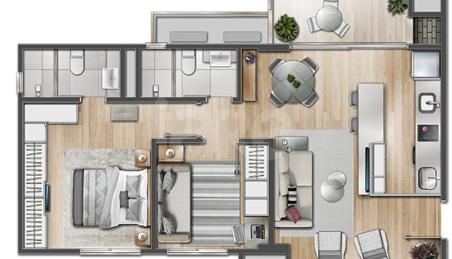 Planta — Apartamento 63,32 m²