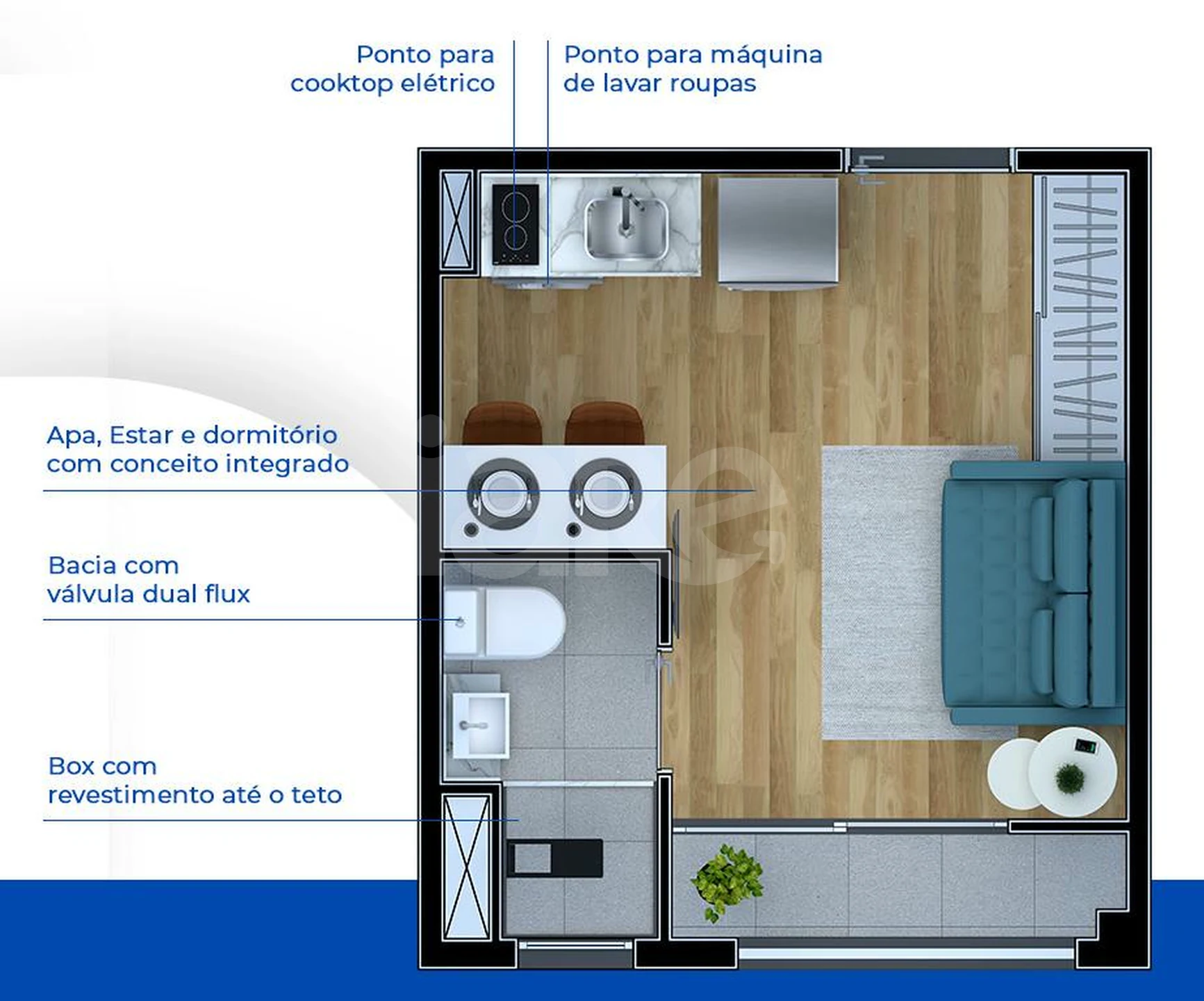Planta — Studio 16,81 m²