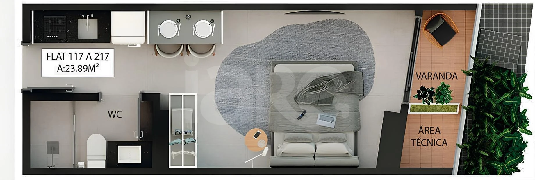 Planta — Studio 22,01 m²