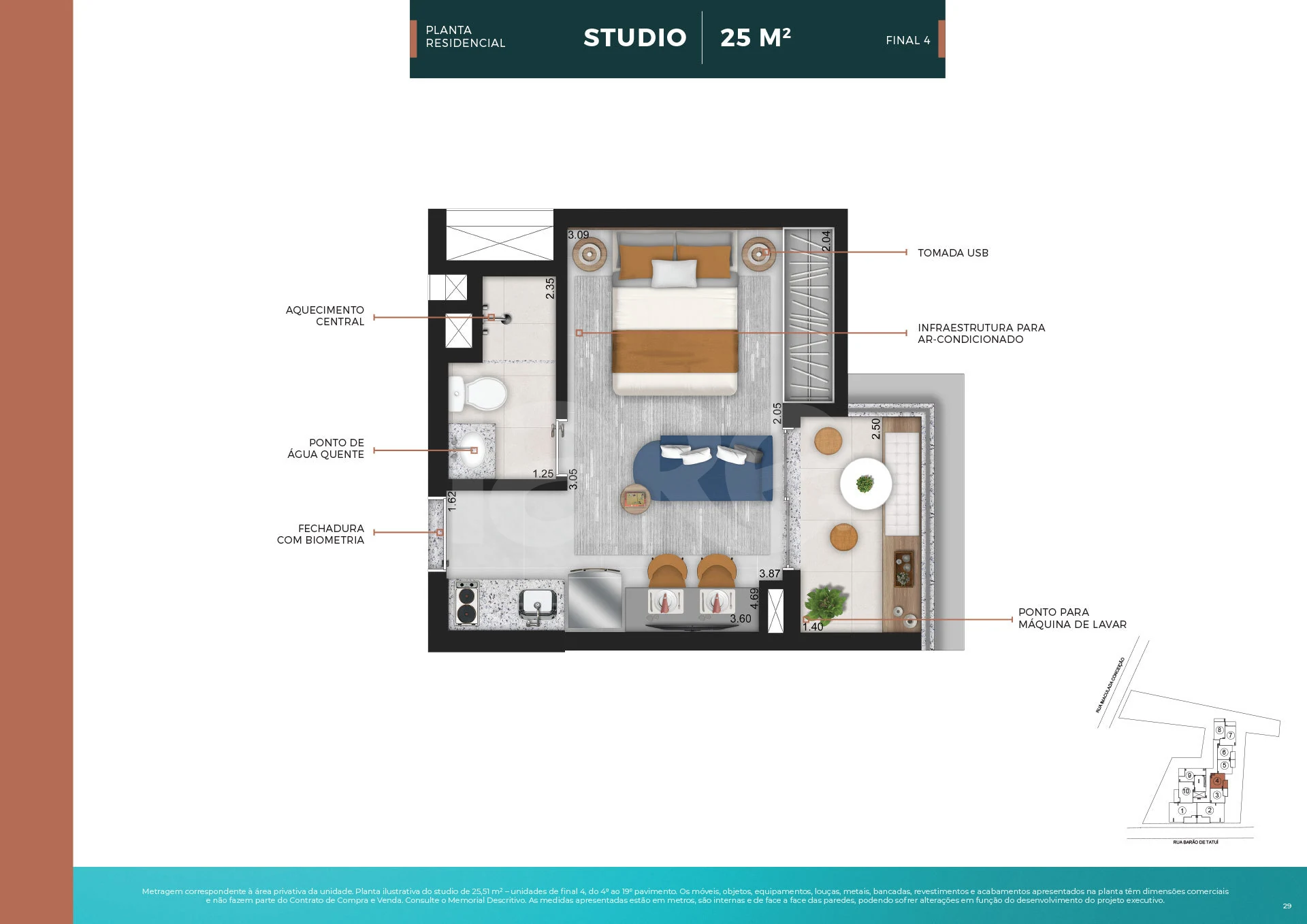 Planta — Studio 24,84 m²