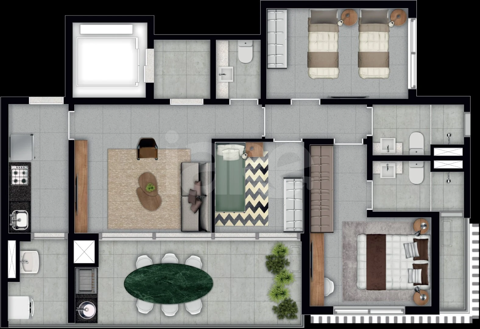 Planta — Apartamento 94,11 m²