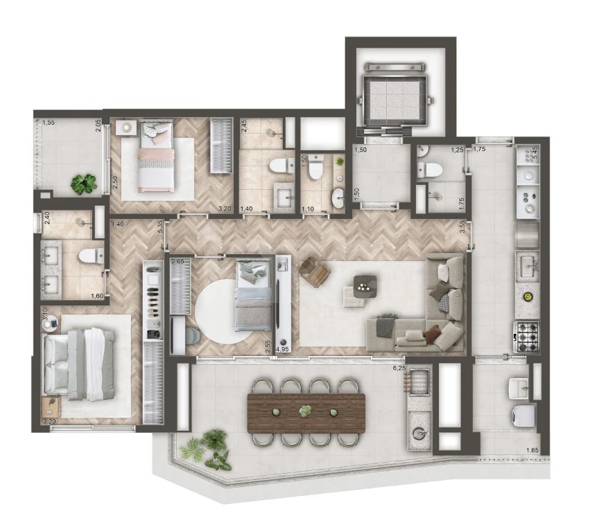 Planta — Apartamento 116,47 m²