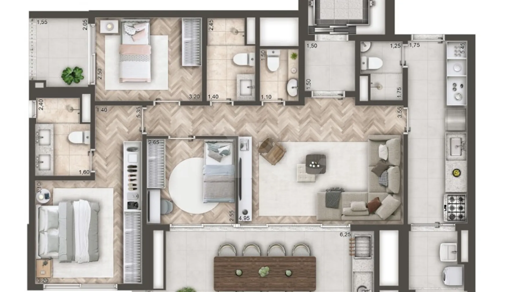 Planta — Apartamento 116,47 m²