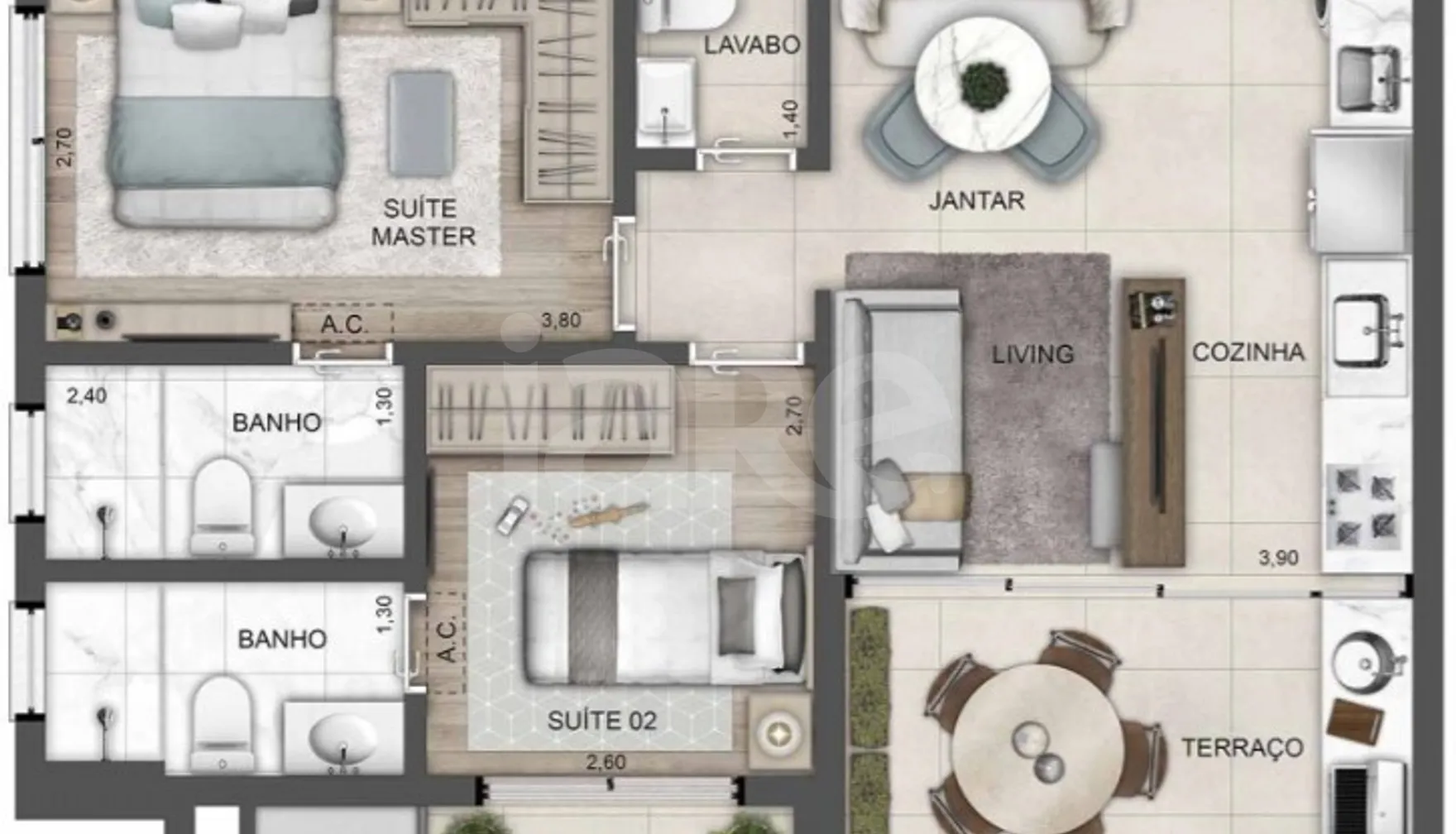 Planta — Apartamento 62,85 m²