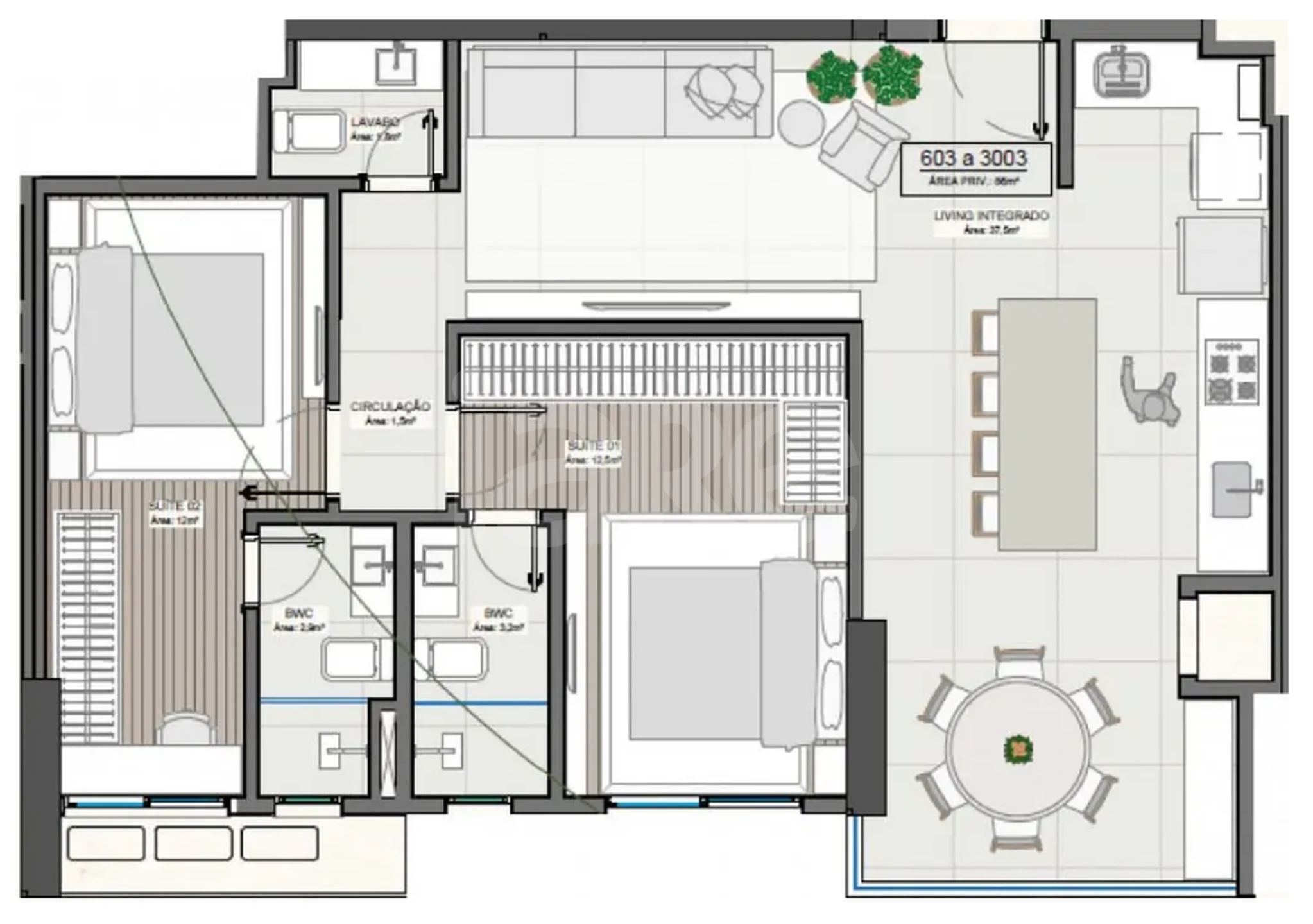 Planta — Apartamento 86 m²