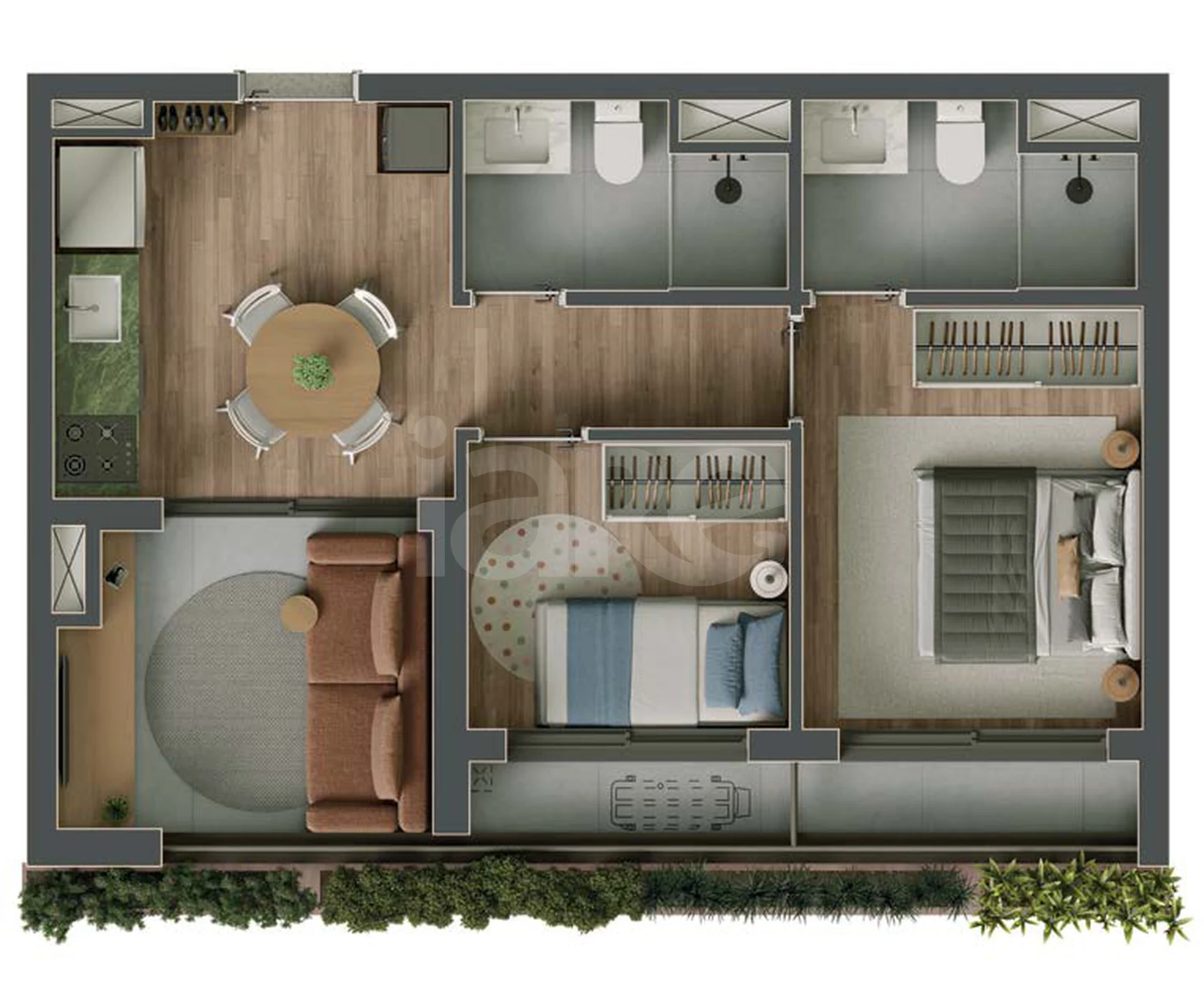 Planta — Apartamento 51 m²