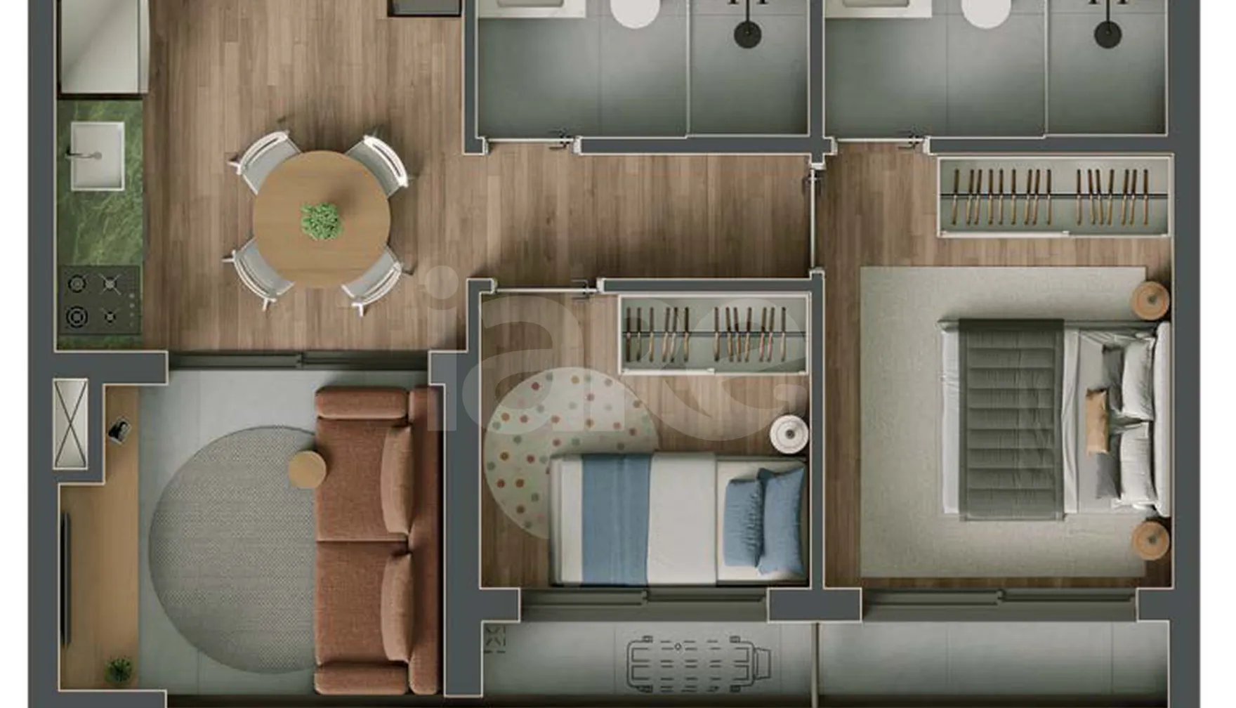 Planta — Apartamento 51 m²