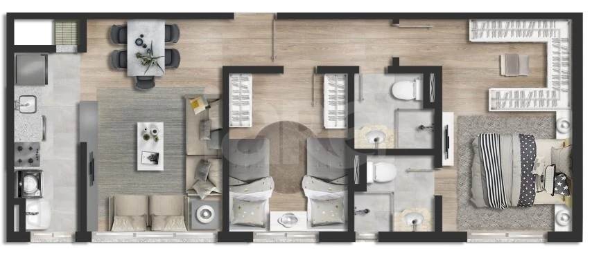 Planta — Apartamento 58,93 m²