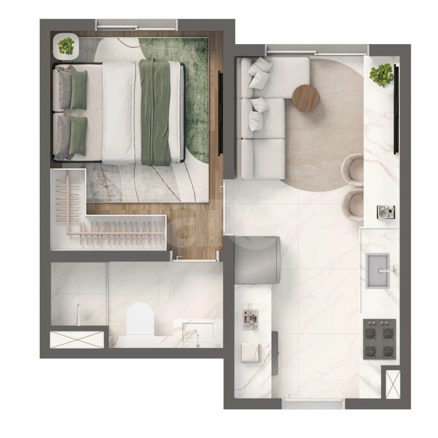 Planta — Apartamento 24,96 m²
