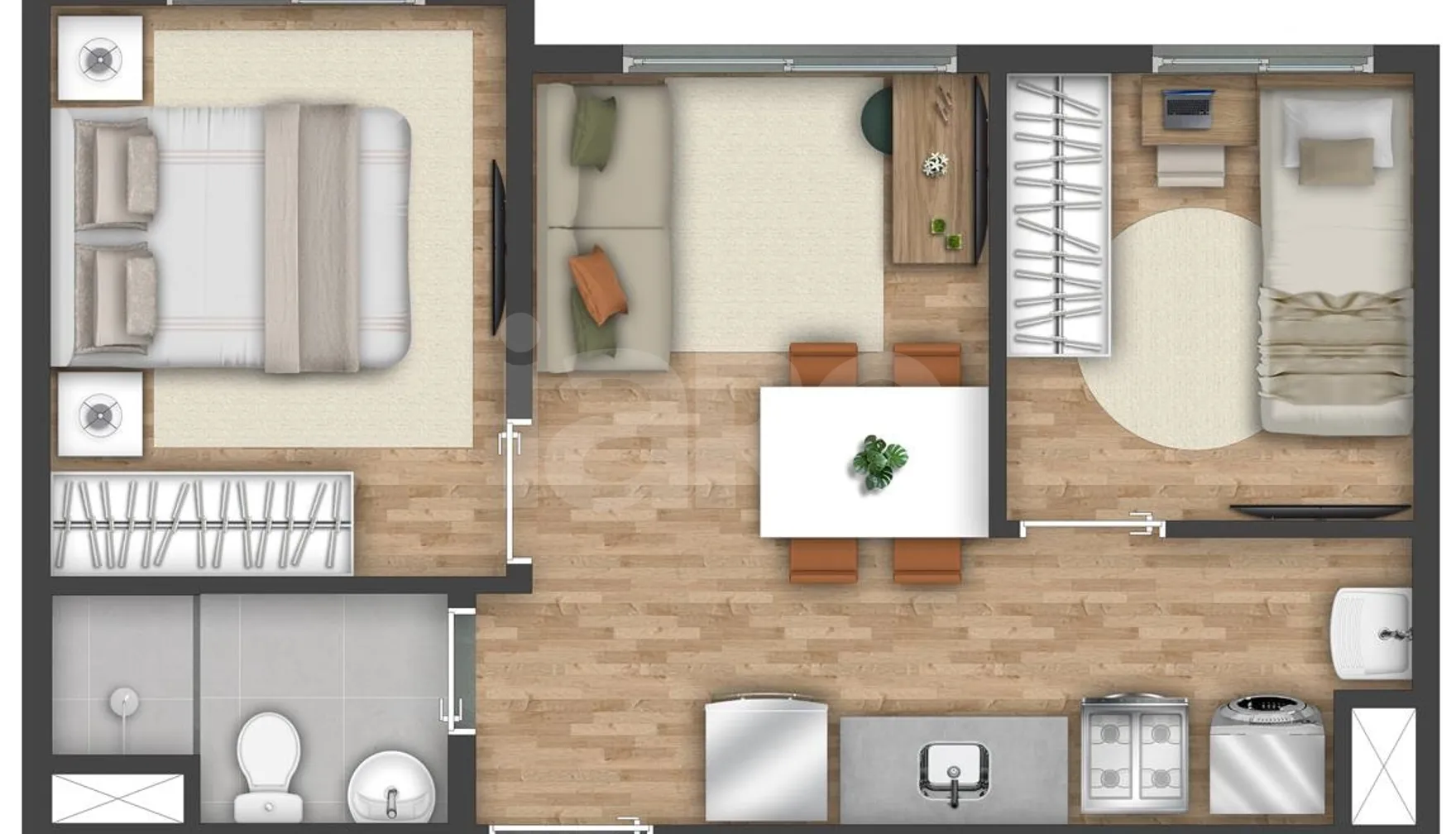 Planta — Apartamento 31,68 m²