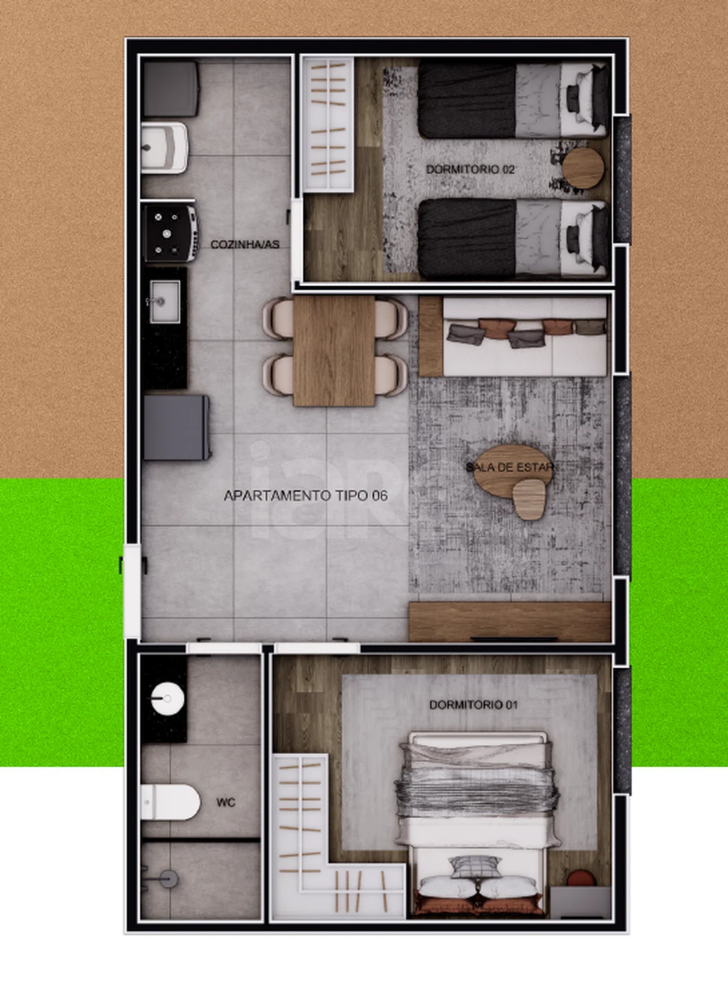Planta — Apartamento 42,21 m²