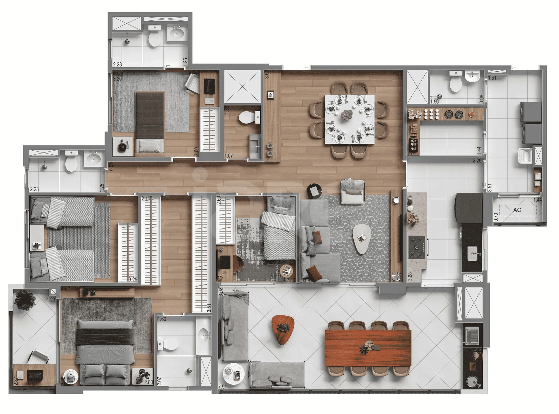 Planta — Apartamento 141,83 m²