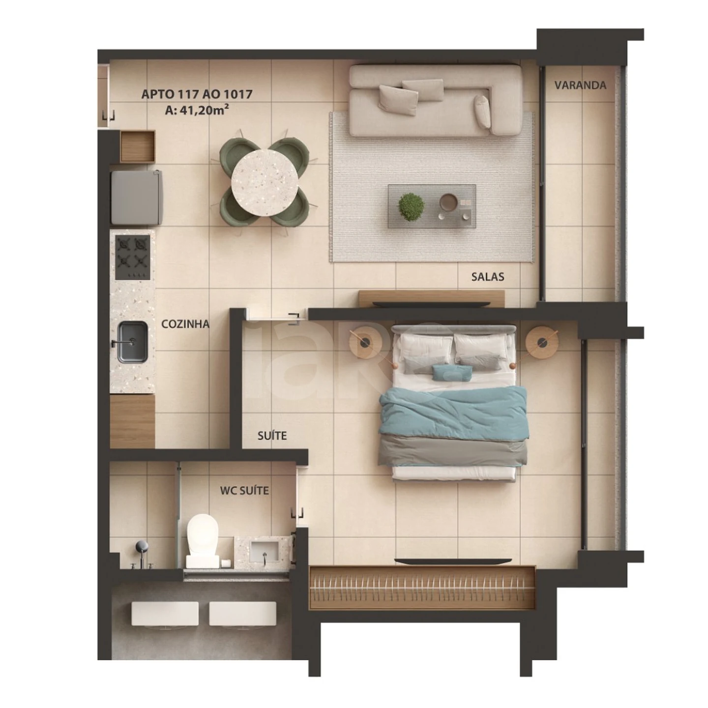 Planta — Apartamento 41,2 m²