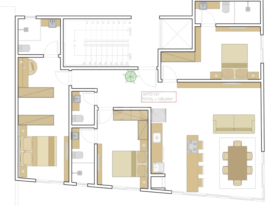Planta — Cobertura Horizontal 102,18 m²