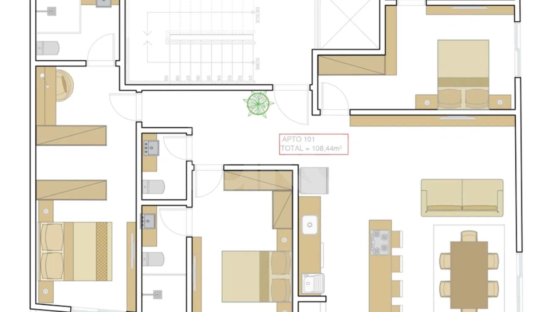 Planta — Cobertura Horizontal 102,18 m²