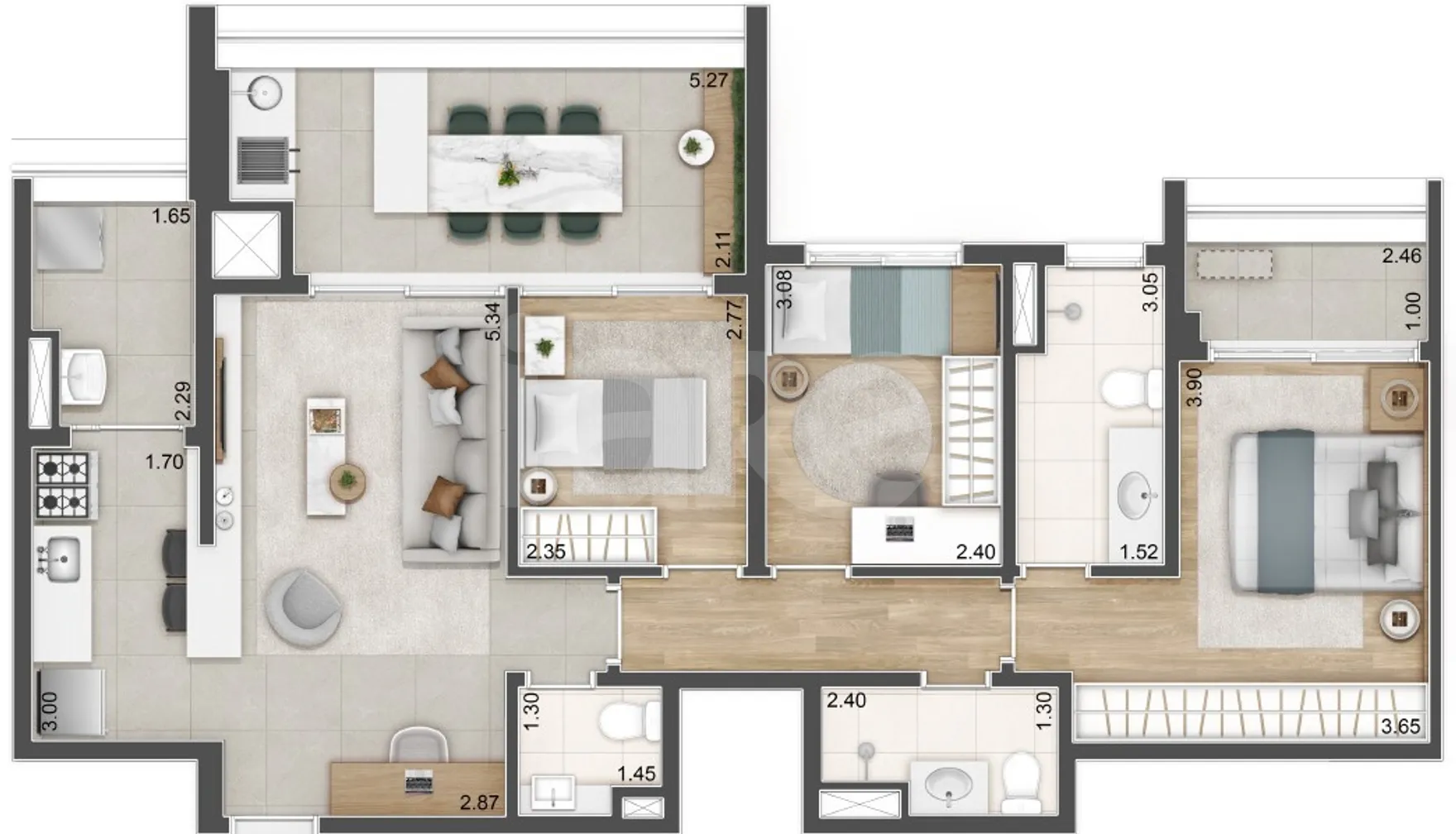 Planta — Apartamento 95,83 m²
