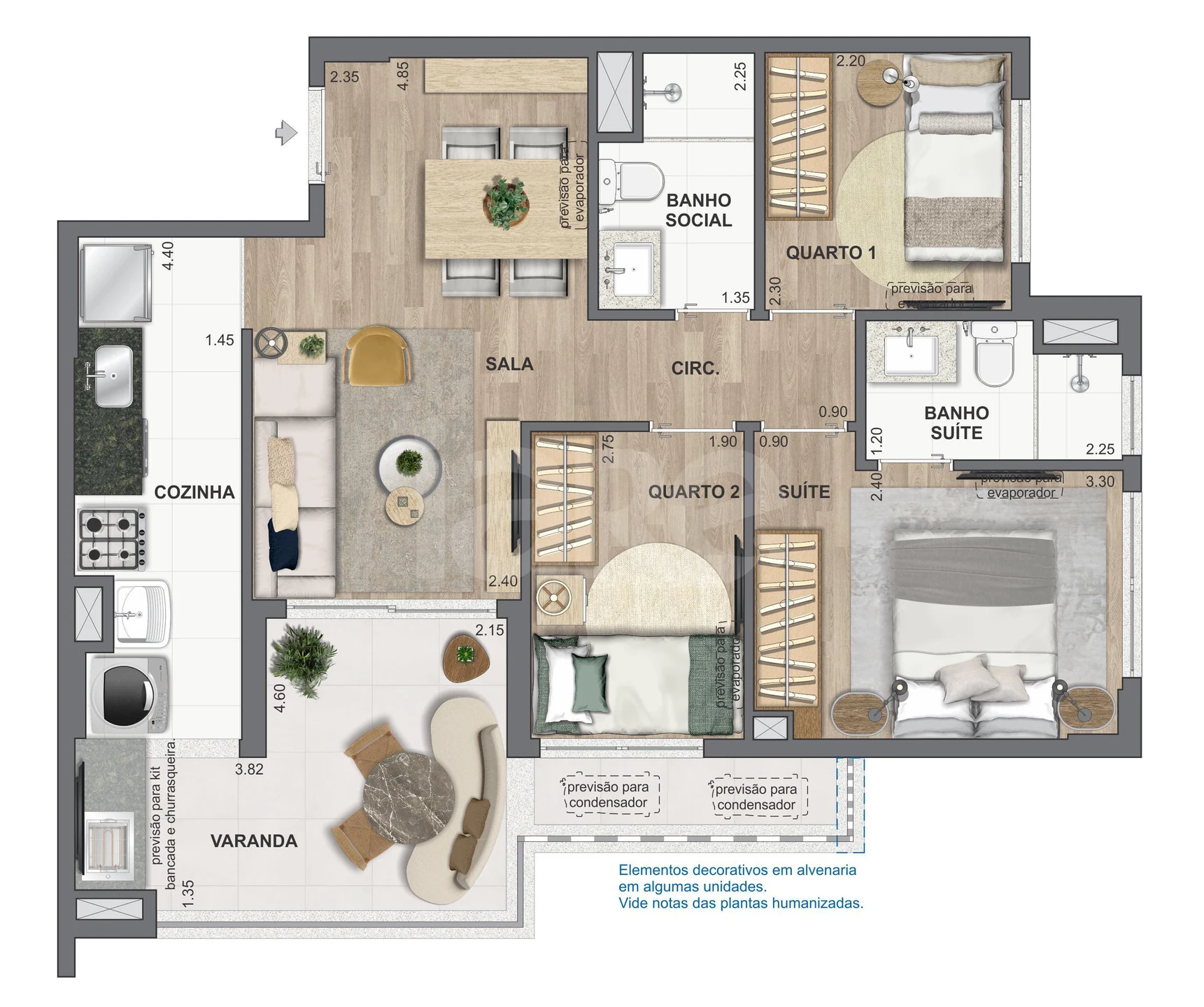 Planta — Apartamento 64,69 m²