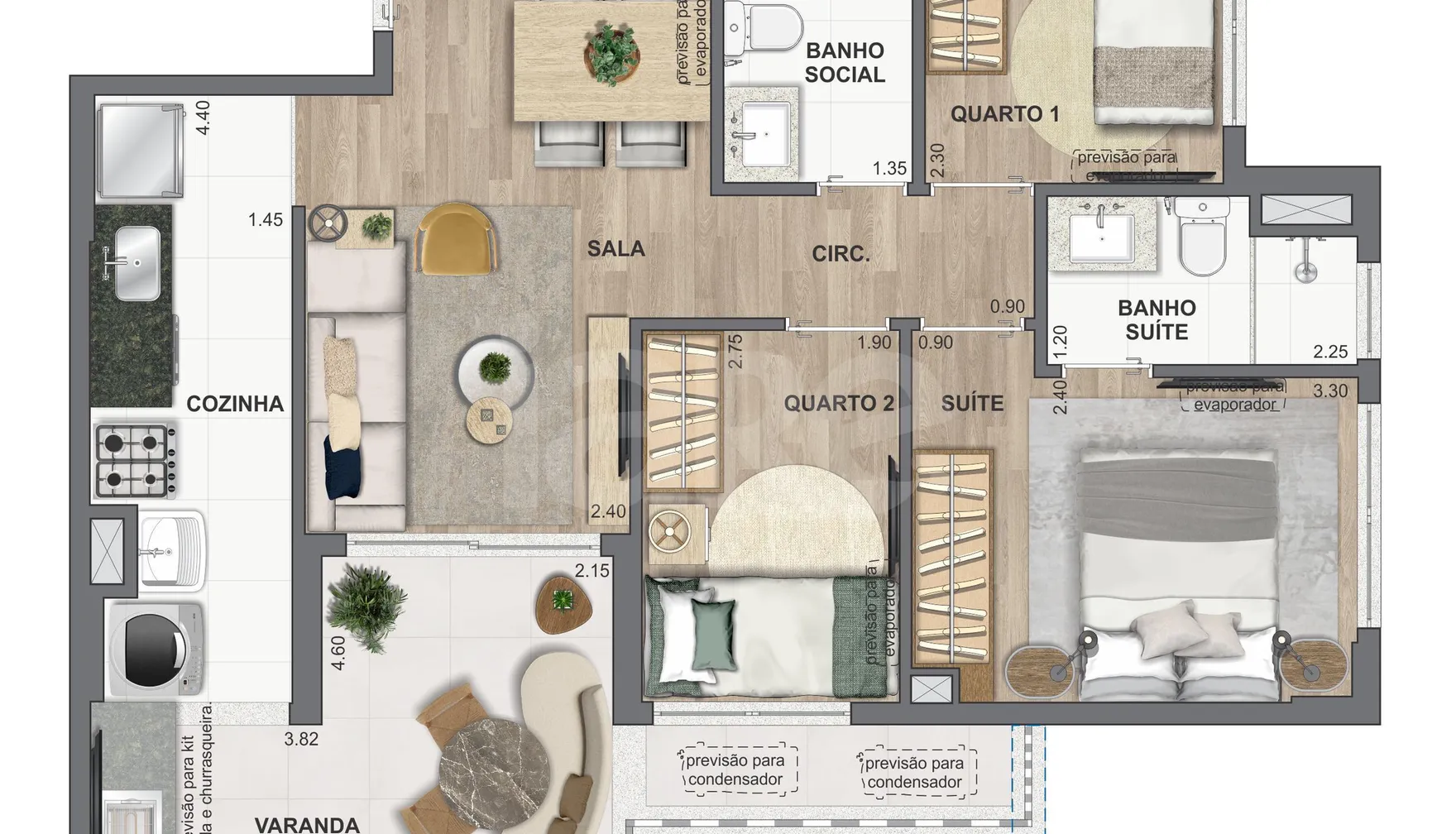 Planta — Apartamento 64,69 m²